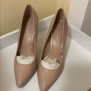 BCBGeneration Nude Heels with Silver Accent